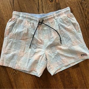 Southern marsh men's pastel seersucker swim trunks medium